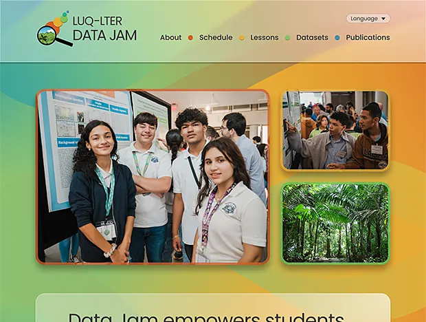 Data Jam homepage (desktop version)